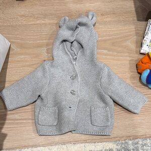 GAP Gray Knit Baby Jacket with Bear Ears